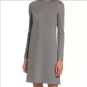 THEORY houndstooth long sleeve knit dress